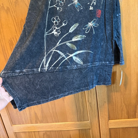Jess & Jane XL Curiosity Top Asian  Dragonfly Tunic Women's Black Cotton - Picture 10 of 10